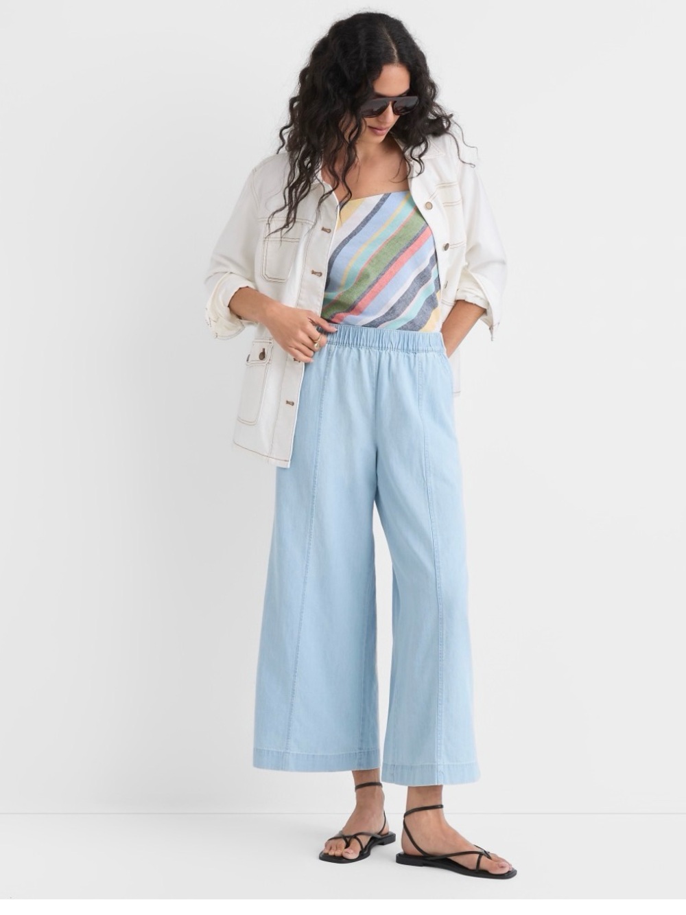 LOFT Light Blue Wide-Leg Cropped Jeans